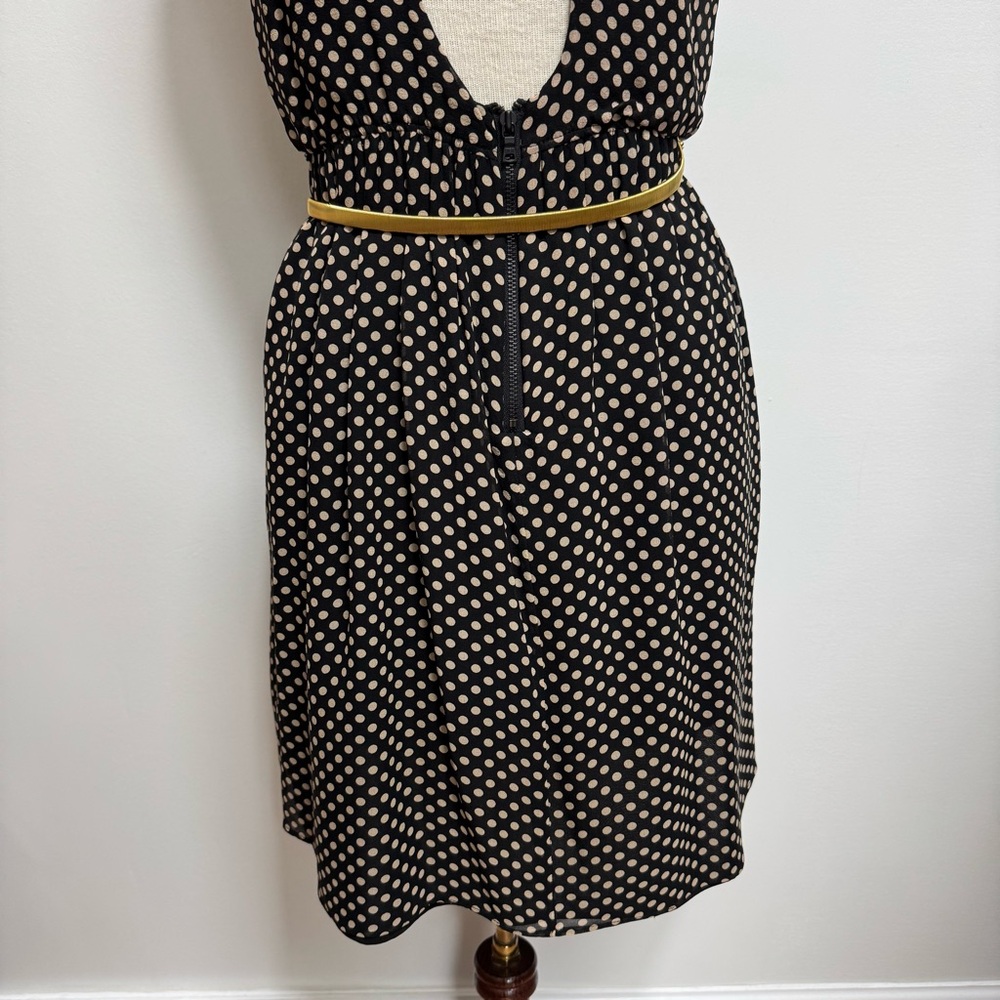 Alice + Olivia Mikeala High Neck Blouson Belt Mini Dress Silk Medium Polka Dots - Picture 9 of 16